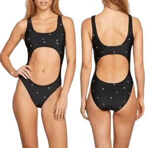 NEW Volcom "Nothing More" Black & White One Piece Y2K Monokini Sz. S